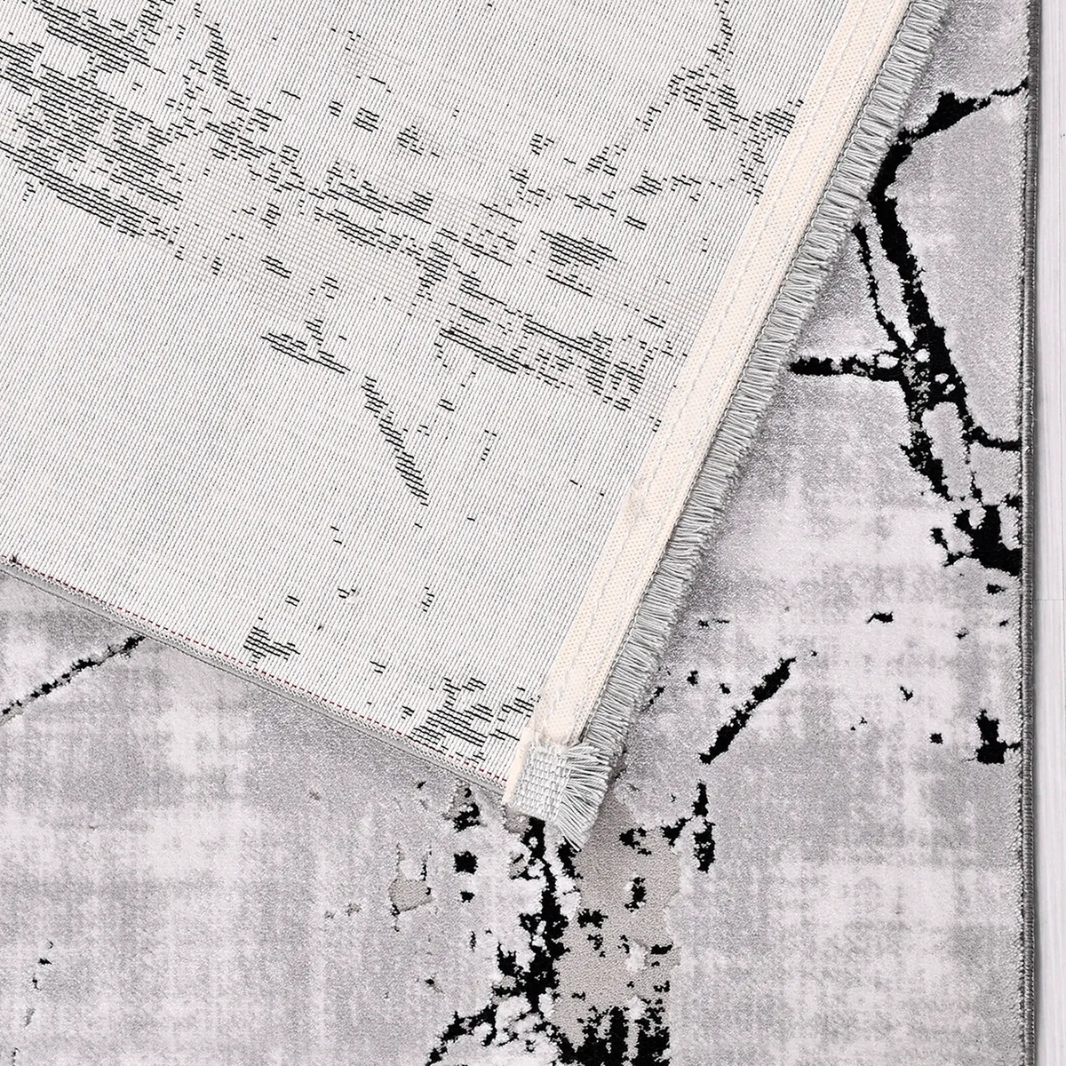 SHARED | Shingle Modern Abstract Marble Effect Light Grey Cream Black photo 6