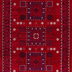 SHARED | Ayvalik Persian Style Traditional Machine Woven Red Navy Cre photo 5