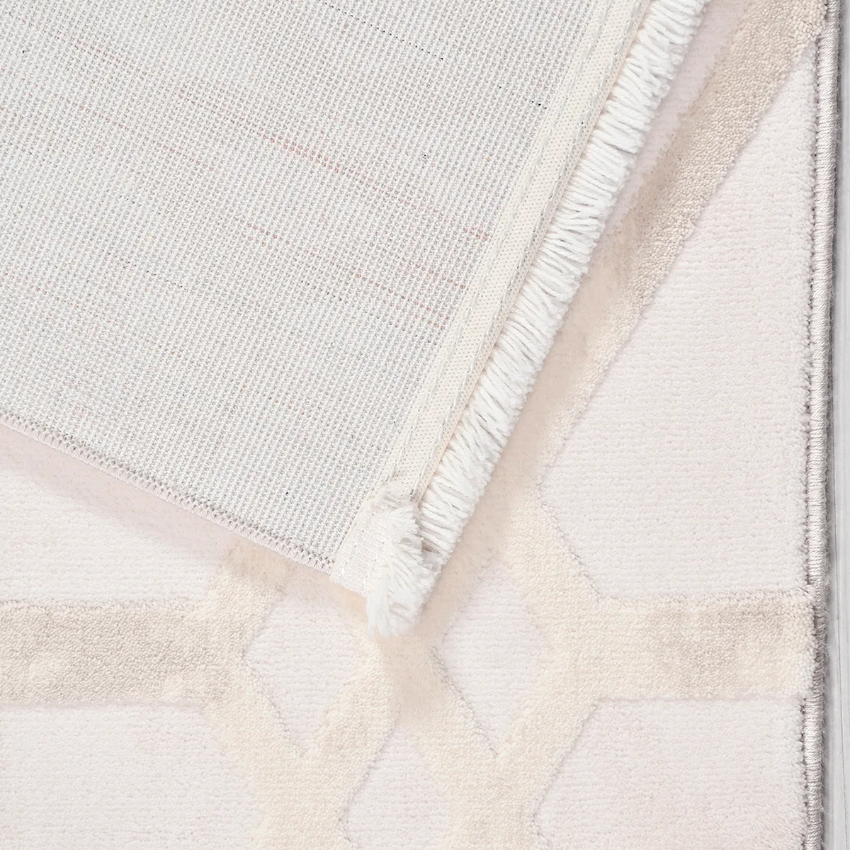 SHARED | Oasis Cream Beige Geometric Diamond Lattice Modern Machine W photo 6