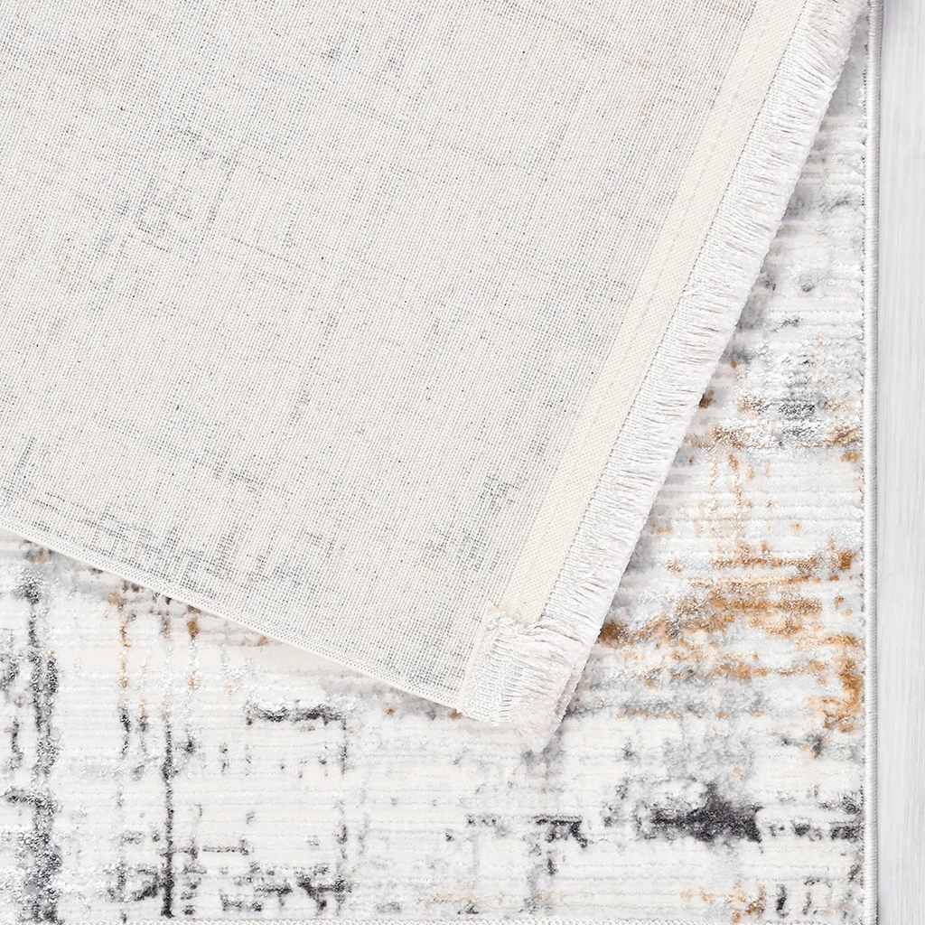 SHARED | Sanicle Cream Abstract Modern Machine Woven Charcoal Rust Gr photo 6