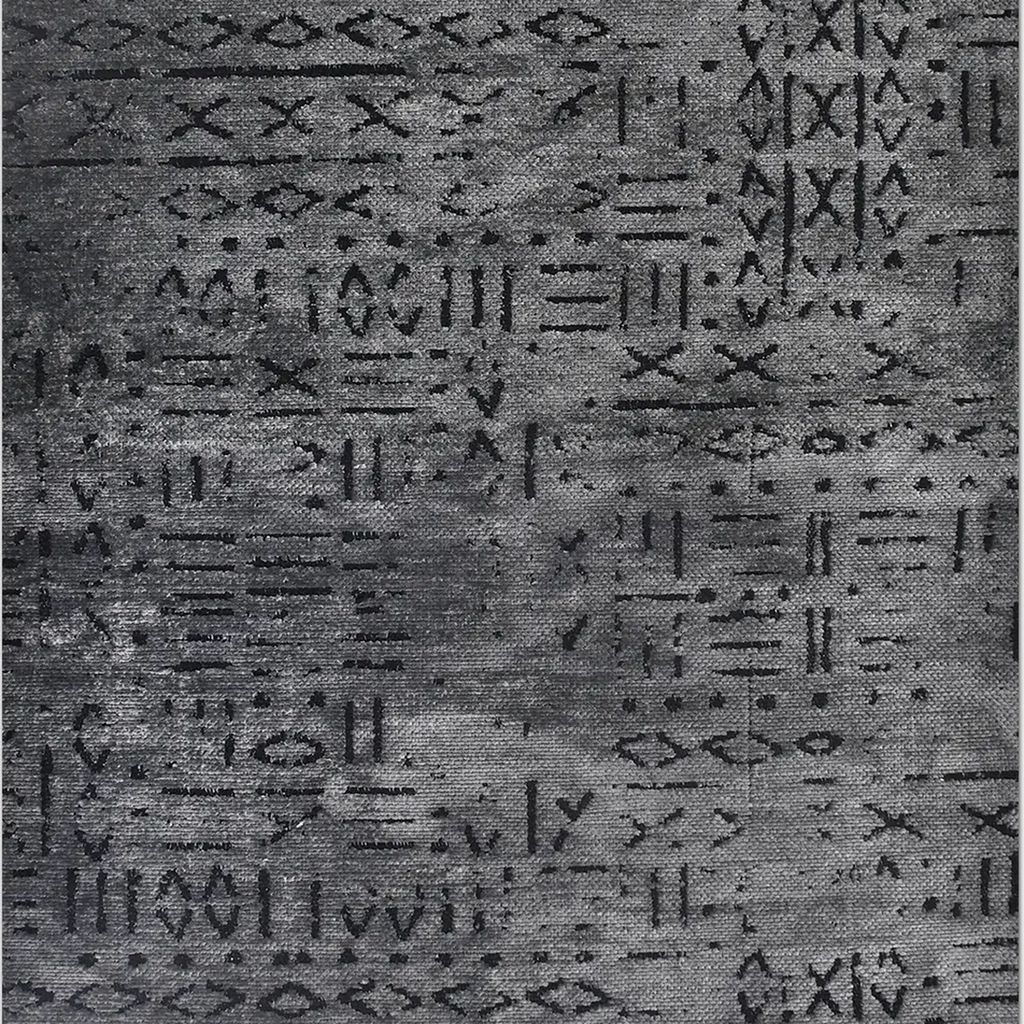SHARED | Lichen Charcoal Grey Boho Geometric Tribal Print Machine Wov photo 6