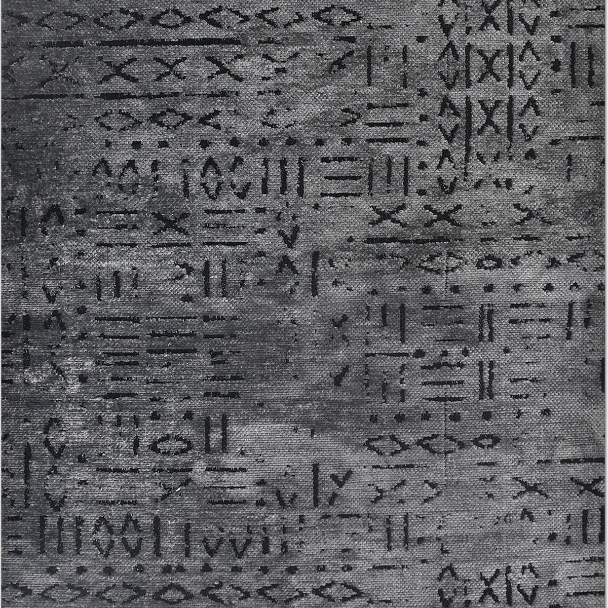 SHARED | Lichen Charcoal Grey Boho Geometric Tribal Print Machine Wov photo 6