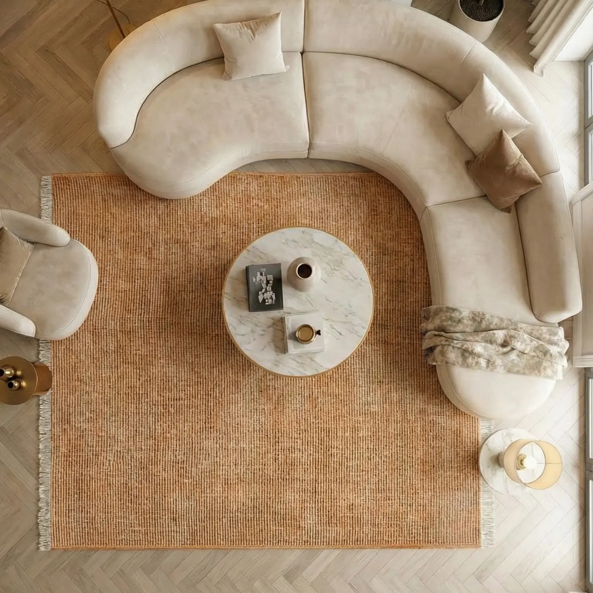 SHARED | Marigold Terracotta Solid Modern Machine Woven Fringe Living photo 6