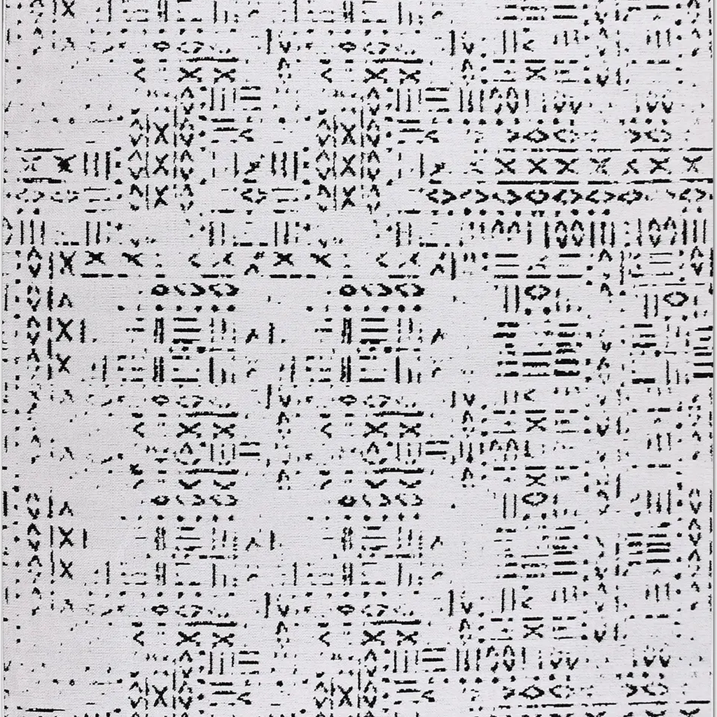 SHARED | Gale Ivory Black Abstract Boho Machine Woven Living Room Bed photo 6