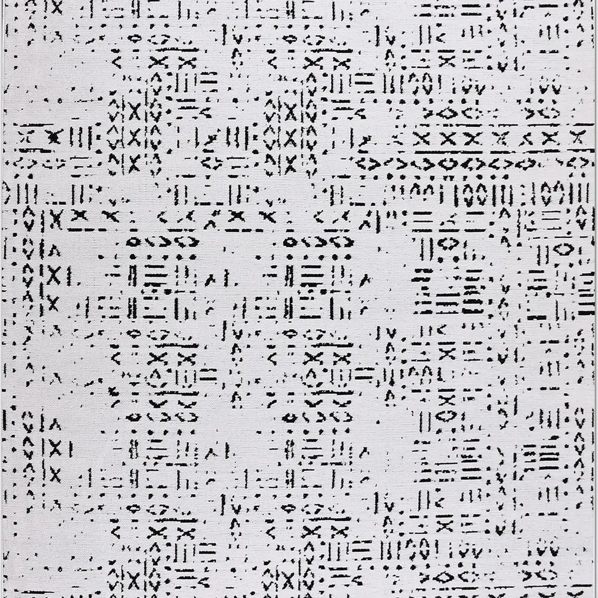 SHARED | Gale Ivory Black Abstract Boho Machine Woven Living Room Bed photo 6