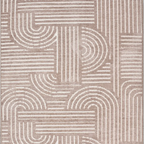 SHARED | Cranberry Beige Cream Modern Geometric Carved Arch Machine W photo 6