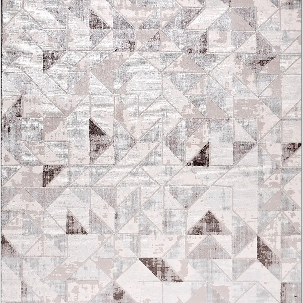 SHARED | Marl Cream Beige Modern Geometric Distressed Machine Woven L photo 6
