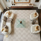 SHARED | Pyrite Cream Checkered Transitional Modern Machine Woven Liv photo 6