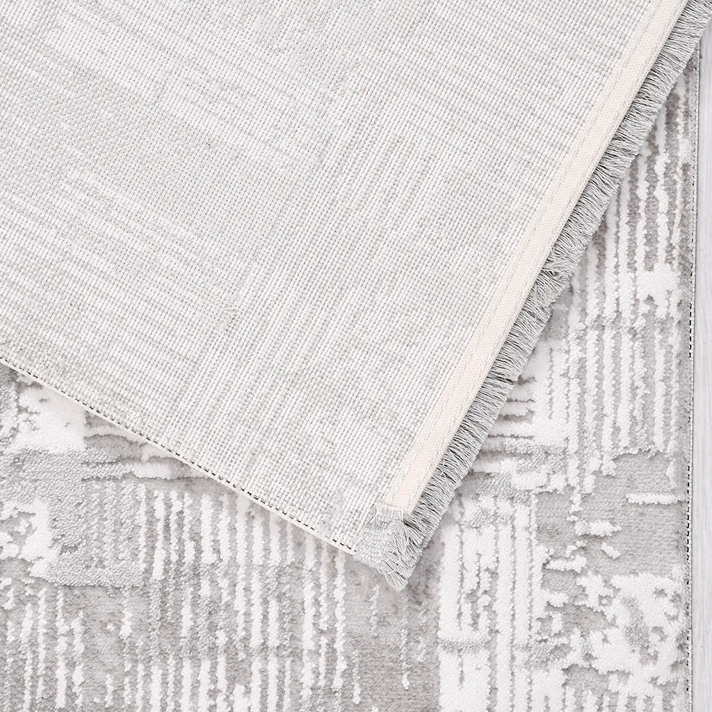 SHARED | Pergamon Cream Grey Abstract Modern Machine Woven Living Roo photo 6