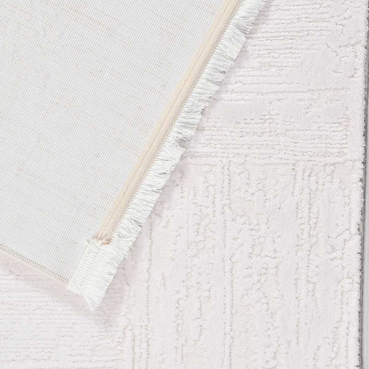 SHARED | Plateau Cream Modern Geometric Textured Machine Woven Living photo 6