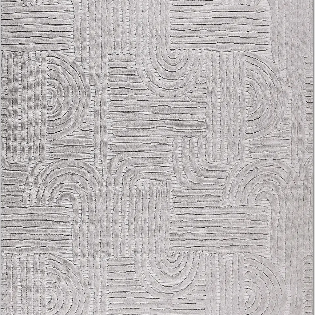 SHARED | Letoon Modern Geometric Light Grey Ivory Carved High-Low Liv photo 6