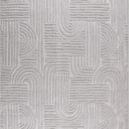 SHARED | Letoon Modern Geometric Light Grey Ivory Carved High-Low Liv photo 6
