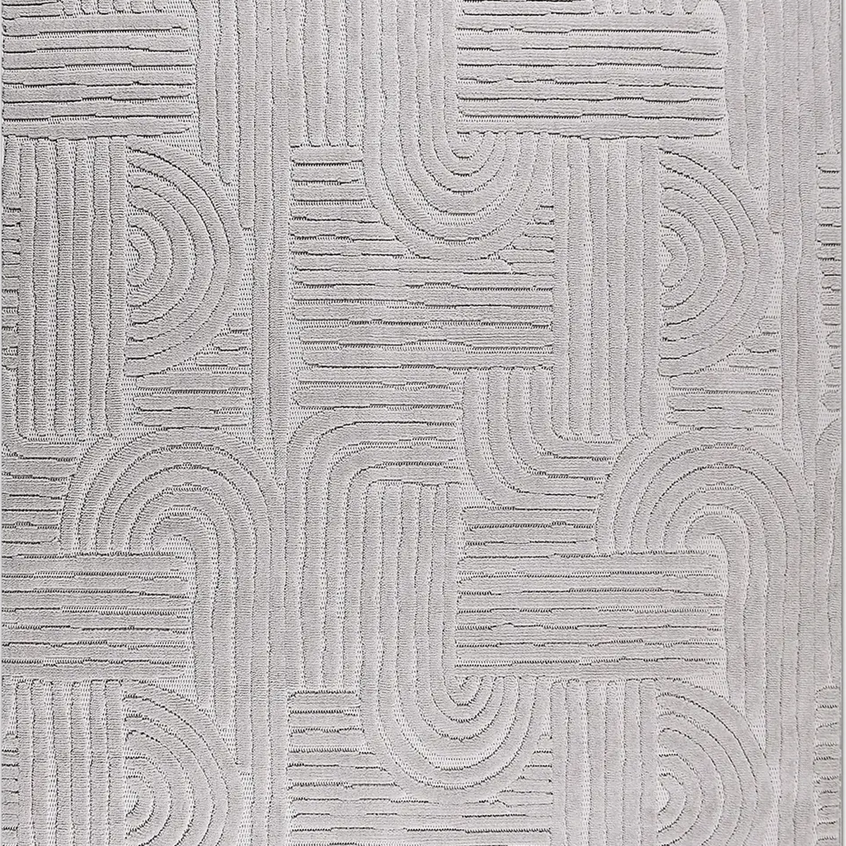 SHARED | Letoon Modern Geometric Light Grey Ivory Carved High-Low Liv photo 6
