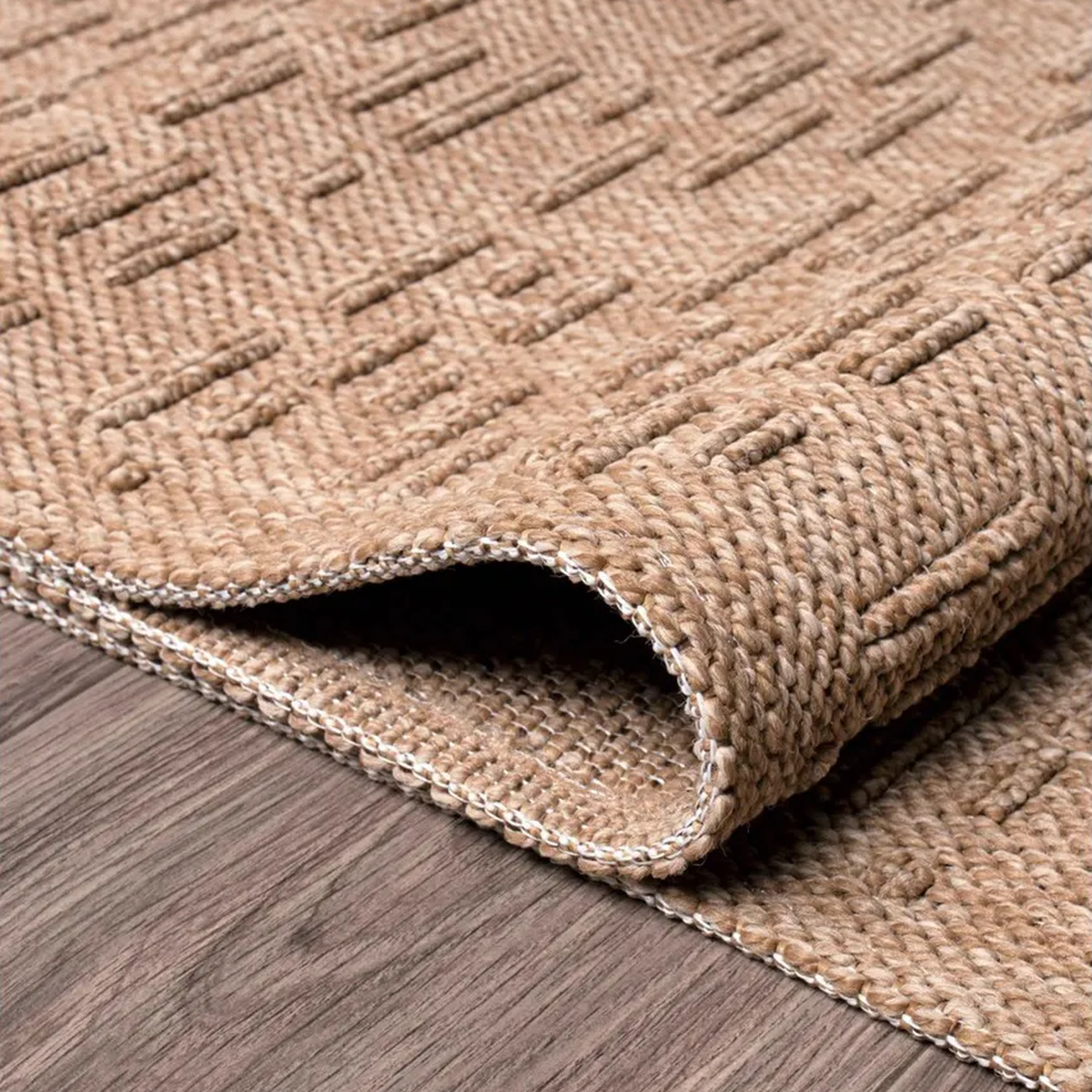 SHARED | Wormwood Beige Solid Scandinavian Machine Woven Fringed Livi photo 6