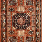 SHARED | Corona Persian Style Traditional Machine Woven Rust Gold Bla photo 6