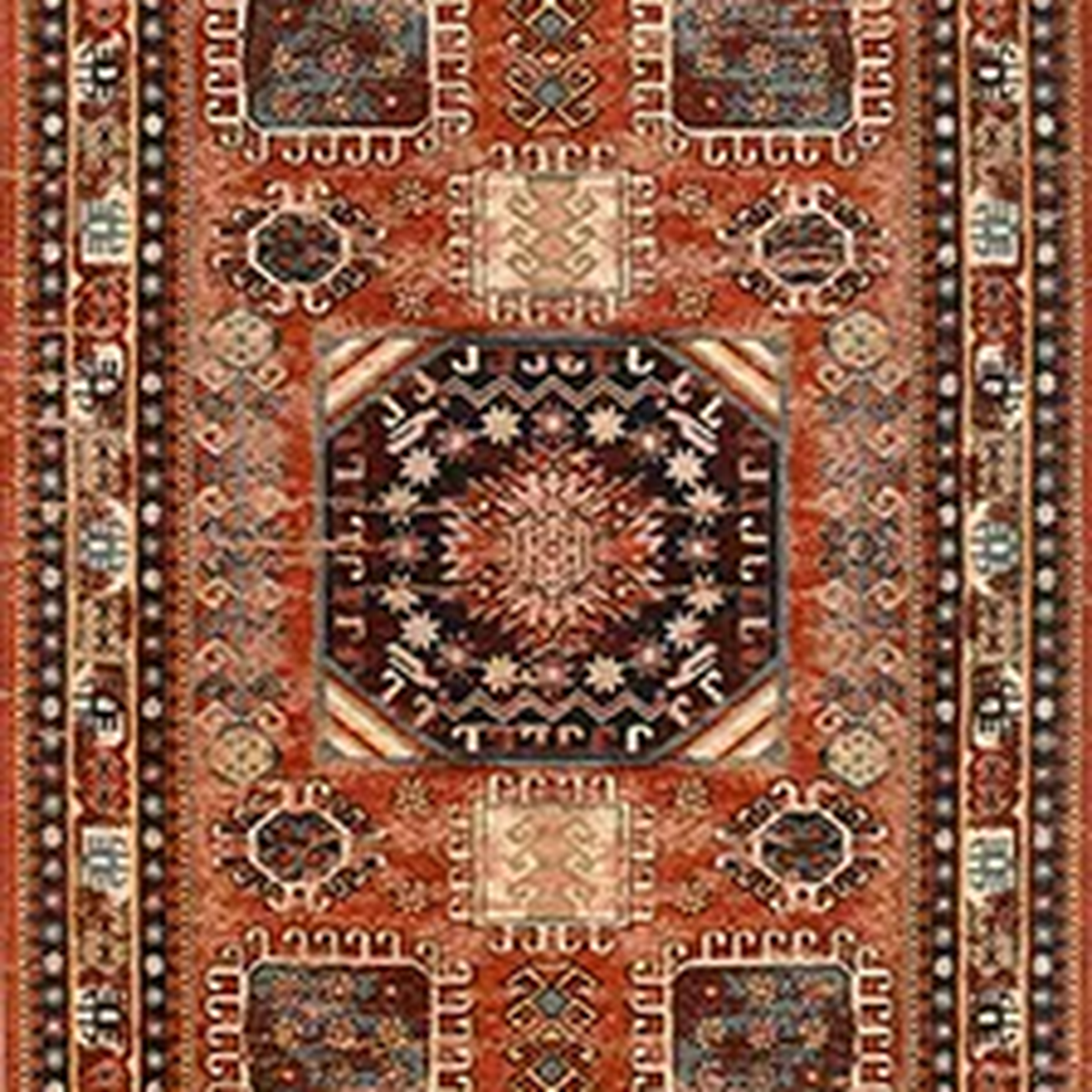 SHARED | Corona Persian Style Traditional Machine Woven Rust Gold Bla photo 6