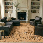 SHARED | Ivywood Camel Black Abstract Boho Tribal Style Machine Woven photo 7