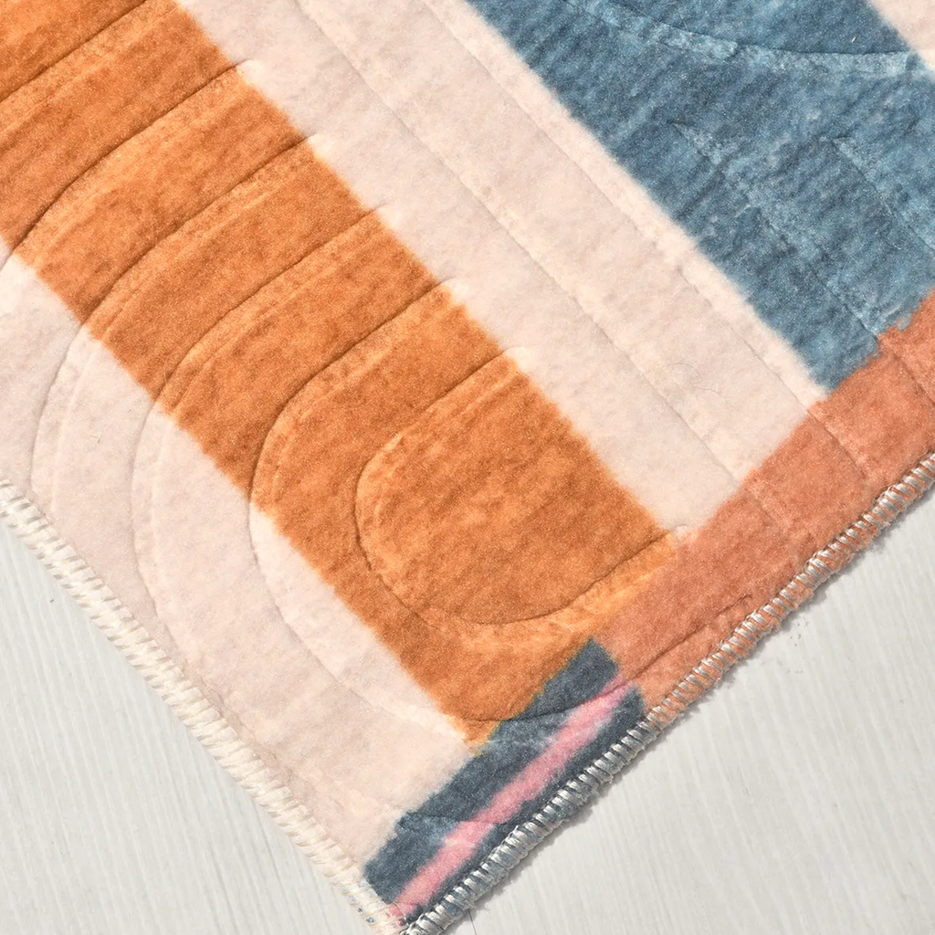 SHARED | Dell Mid-Century Modern Patchwork Orange Cream Blue Machine  photo 7