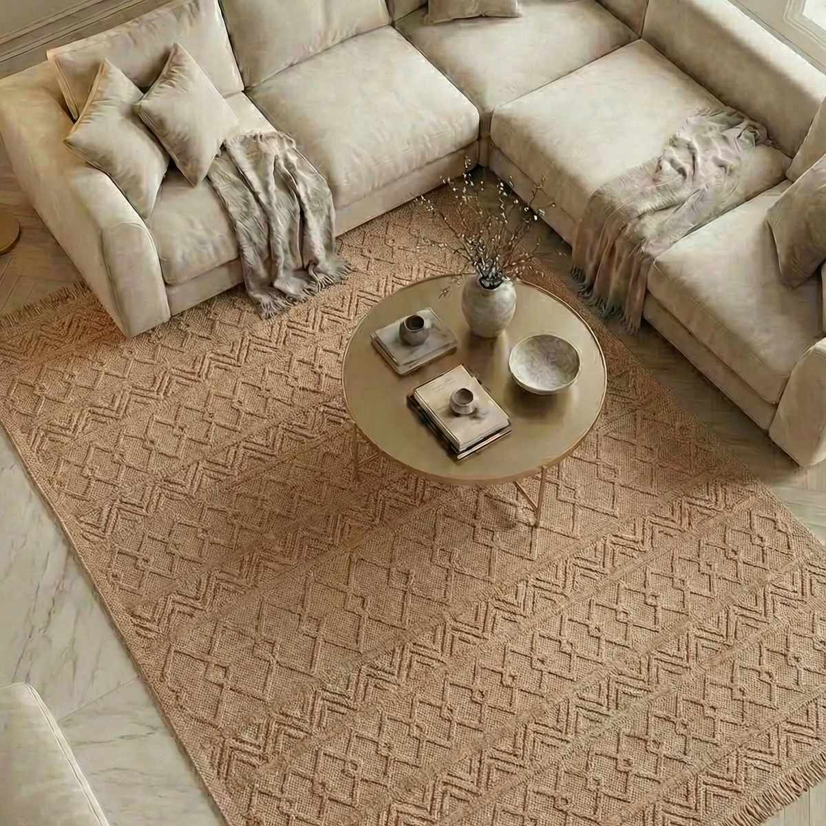 SHARED | Yewfield Tan Geometric Textured Machine Woven Transitional L photo 7