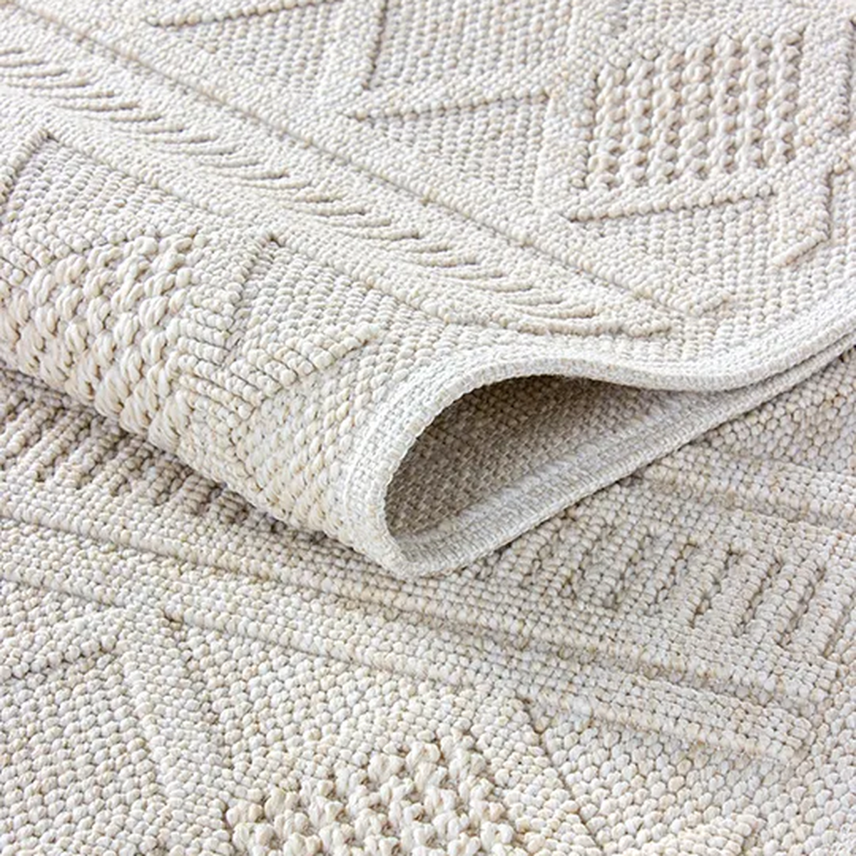 SHARED | Azurite Cream Boho Geometric Textured Machine Woven Living R photo 7