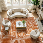 SHARED | Cowslip Terracotta Cream Geometric Mid-Century Modern Machin photo 7