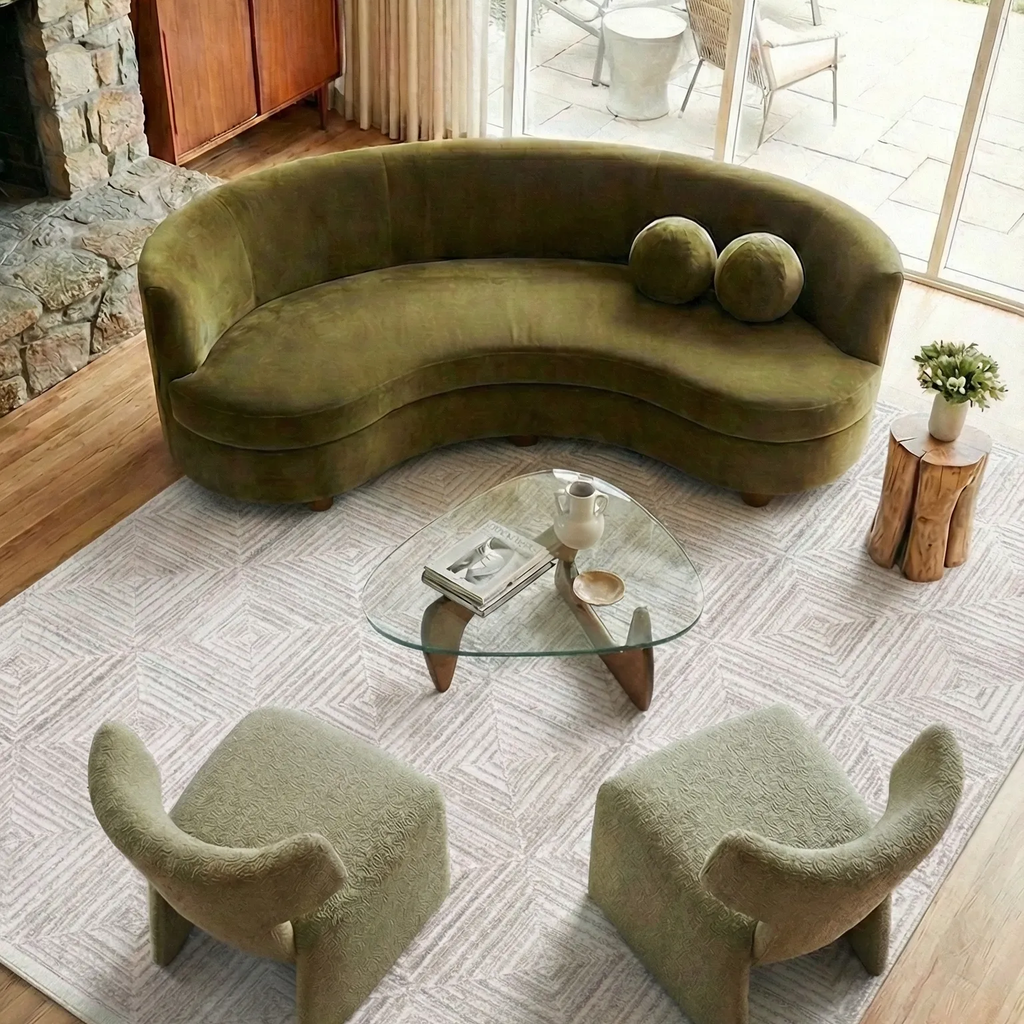 SHARED | Zircon Cream Mid-Century Modern Geometric Machine Woven Livi photo 6