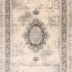 SHARED | Arbour Cream Taupe Distressed Damask Machine Woven Transitio photo 6