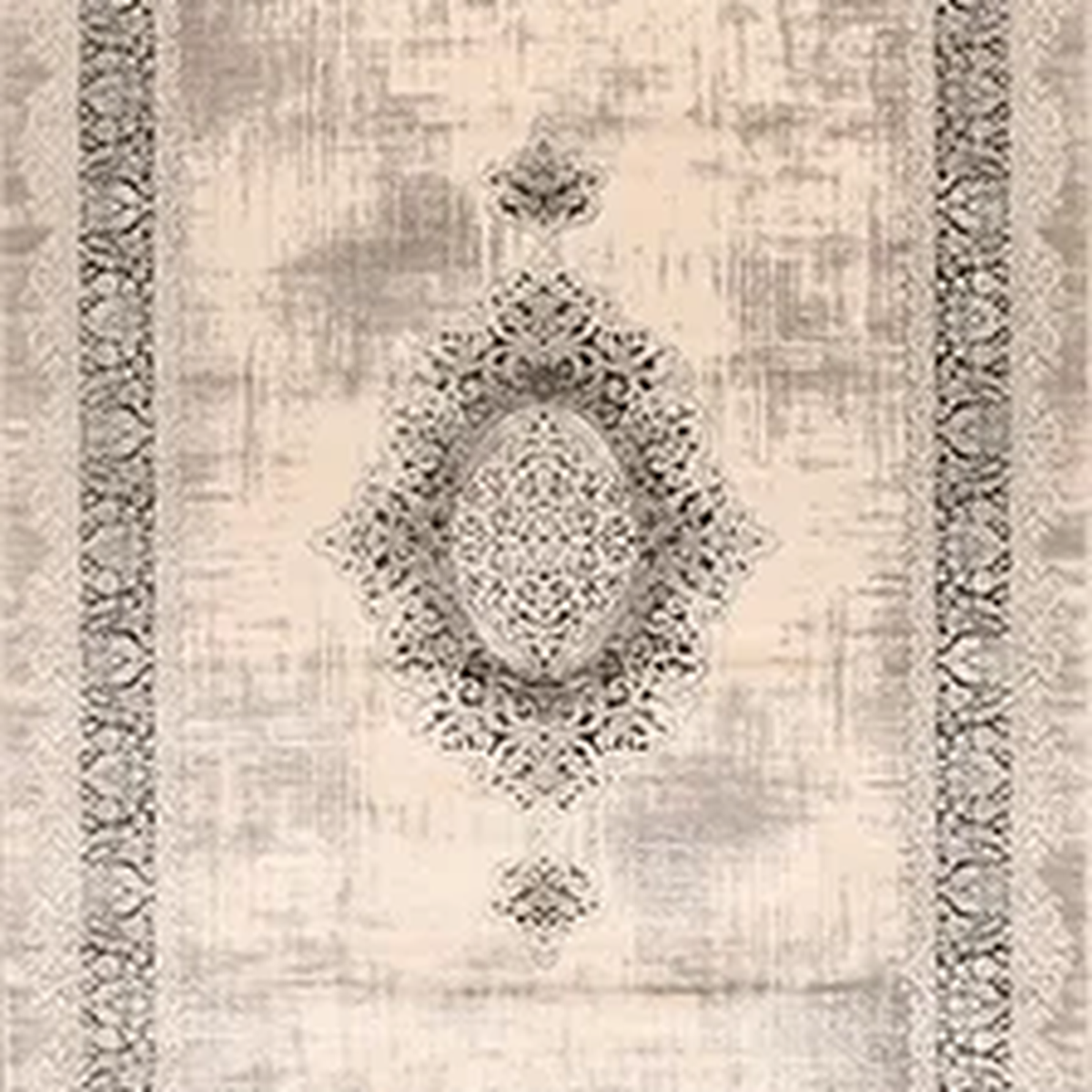 SHARED | Arbour Cream Taupe Distressed Damask Machine Woven Transitio photo 6