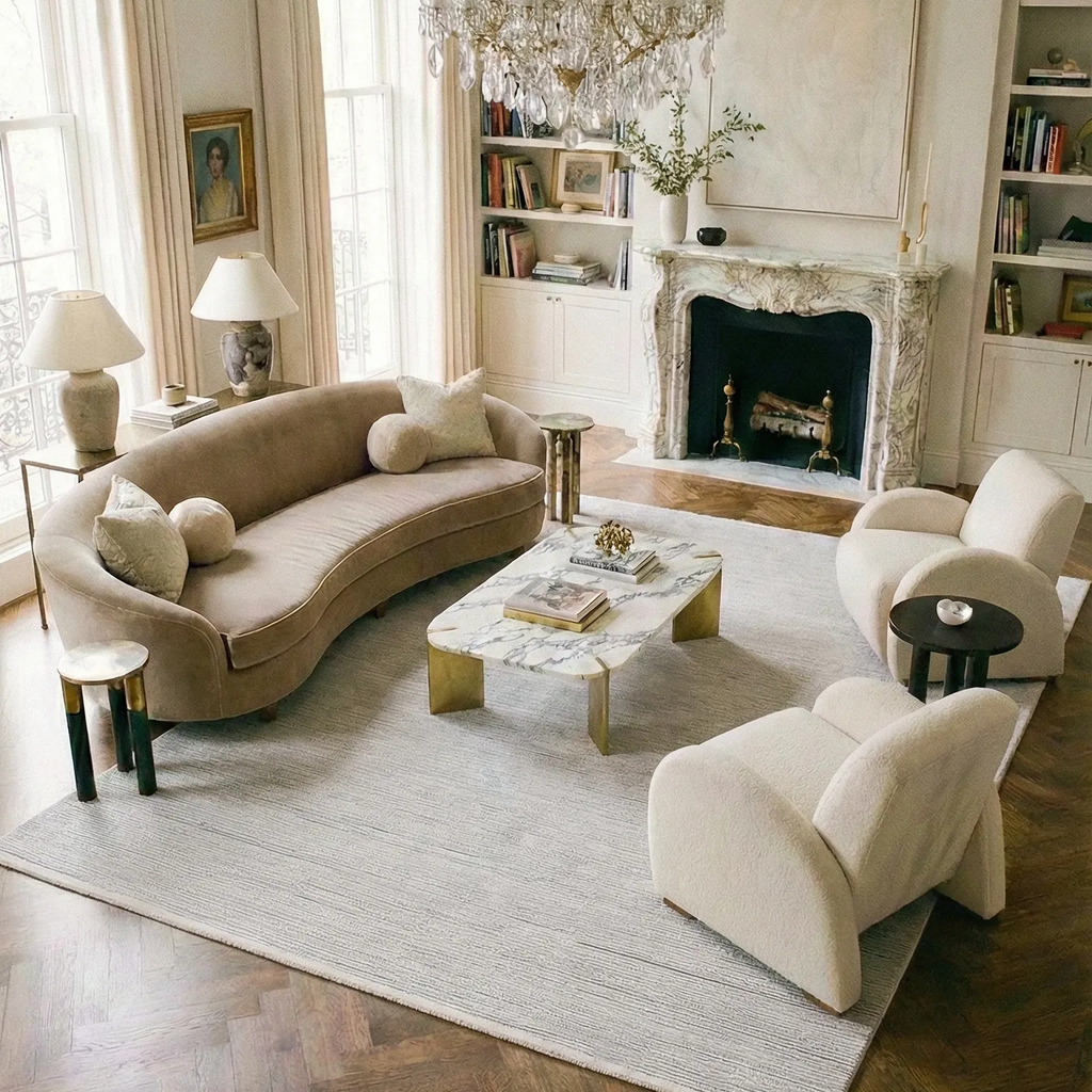 SHARED | Transept Ivory Solid Modern Machine Woven Fringe Living Room photo 6