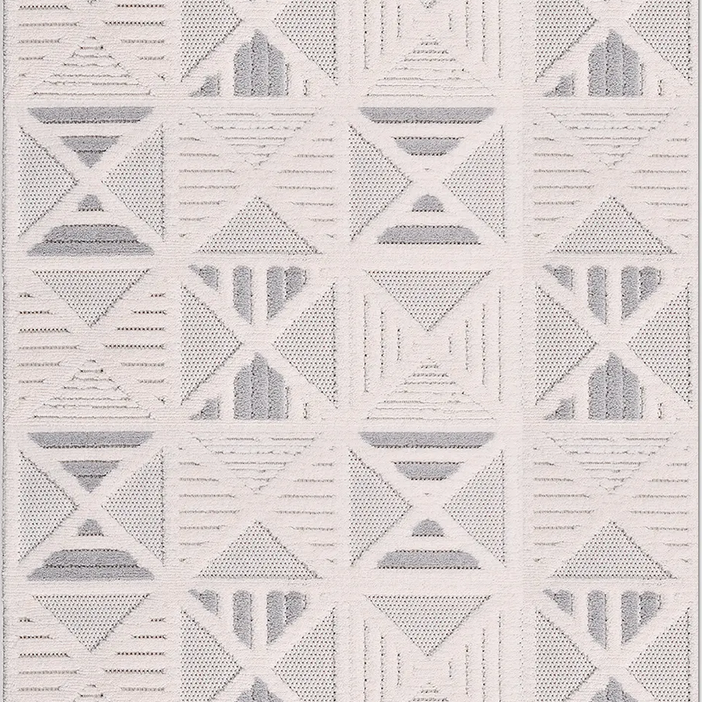 SHARED | Keepstone Ivory Grey Geometric Diamond Machine Woven Living  photo 6