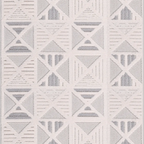 SHARED | Keepstone Ivory Grey Geometric Diamond Machine Woven Living  photo 6