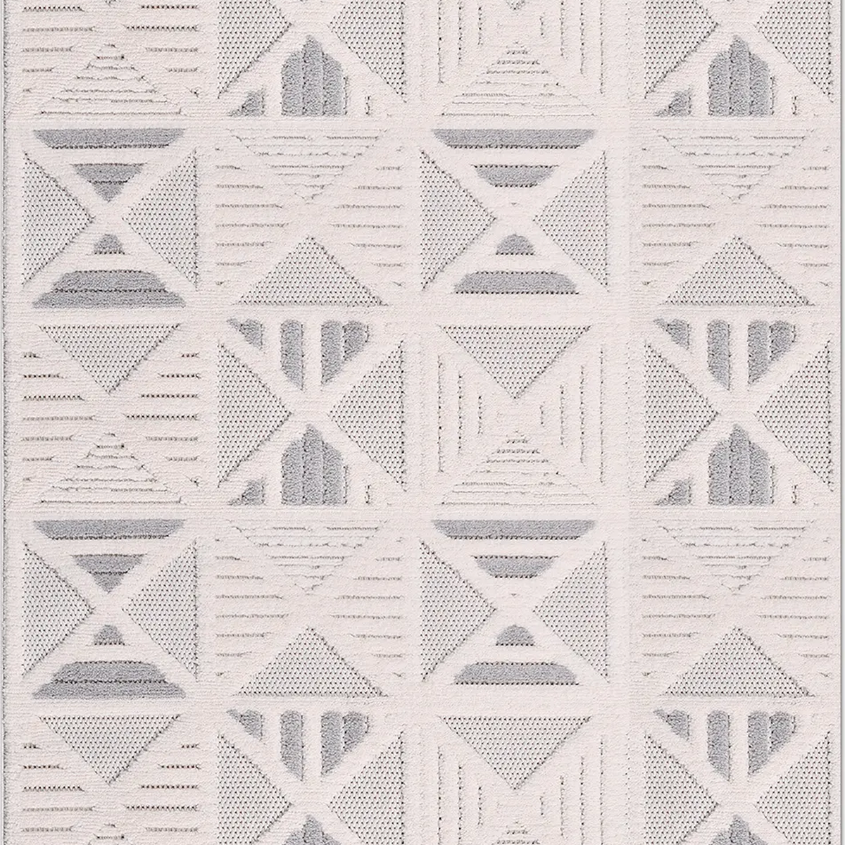 SHARED | Keepstone Ivory Grey Geometric Diamond Machine Woven Living  photo 6