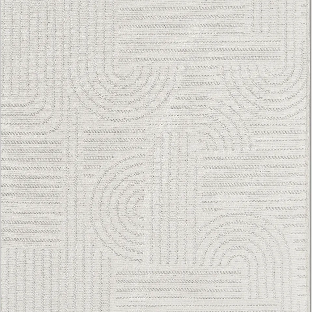 SHARED | Elmwood Ivory Geometric Modern Machine Woven Carved High Low photo 7