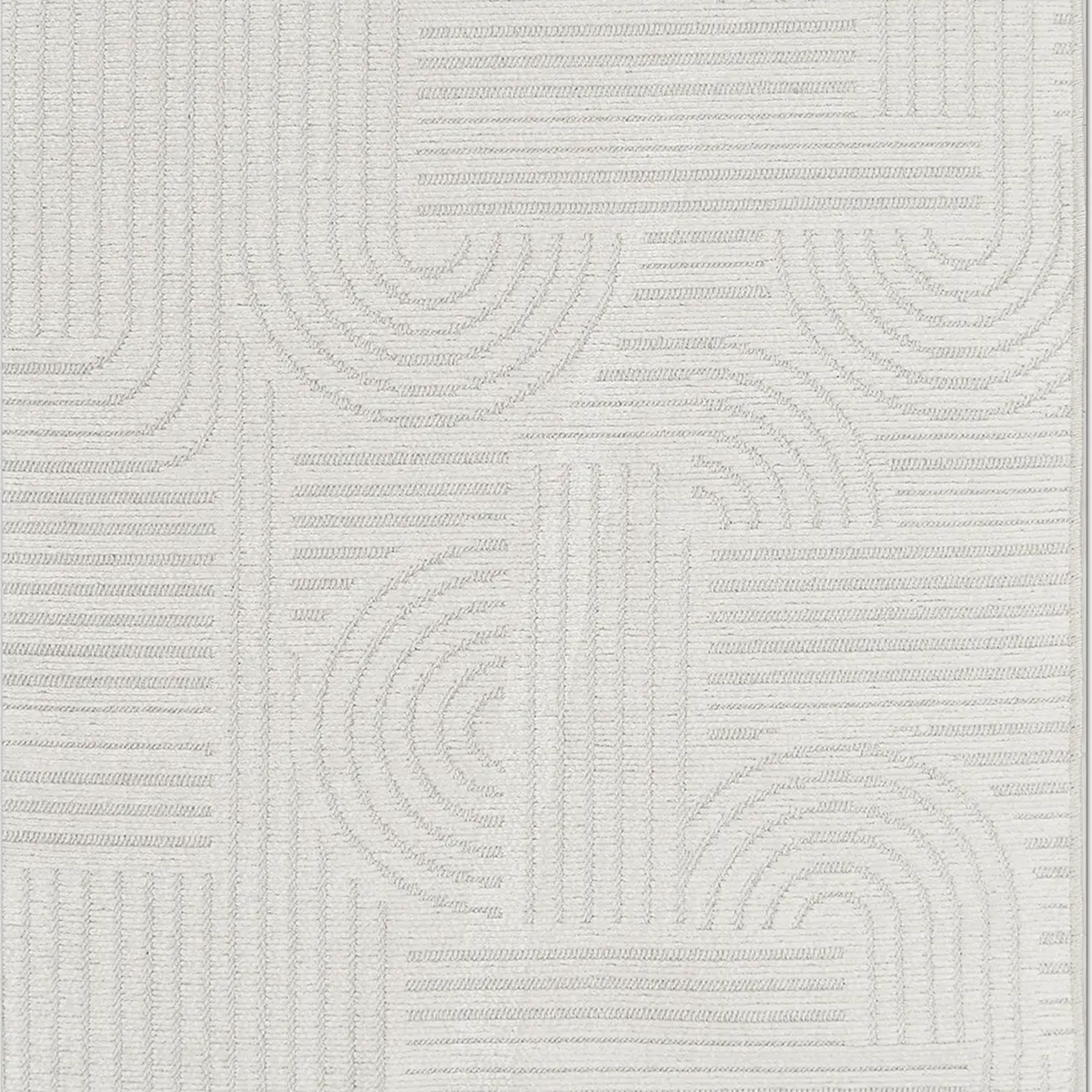 SHARED | Elmwood Ivory Geometric Modern Machine Woven Carved High Low photo 7
