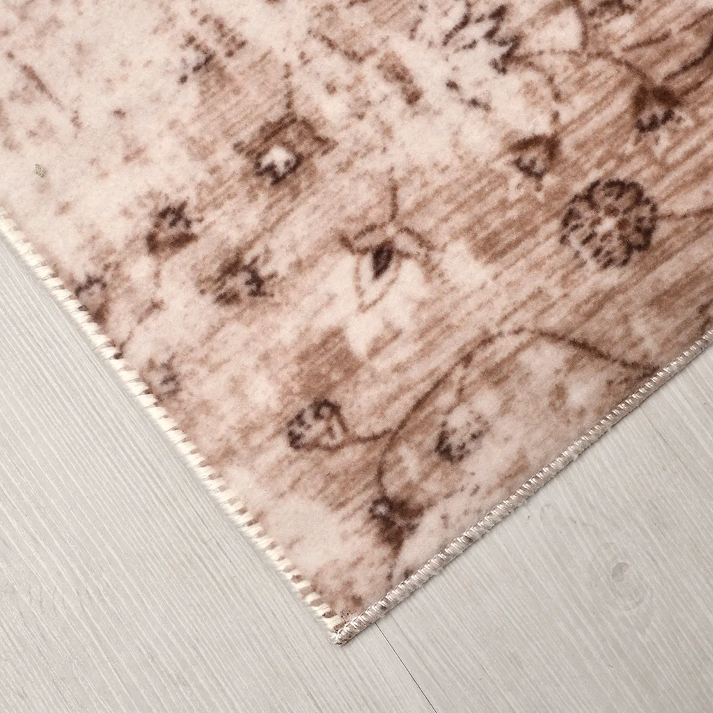 SHARED | Crag Distressed Floral Traditional Machine Woven Beige Brown photo 8