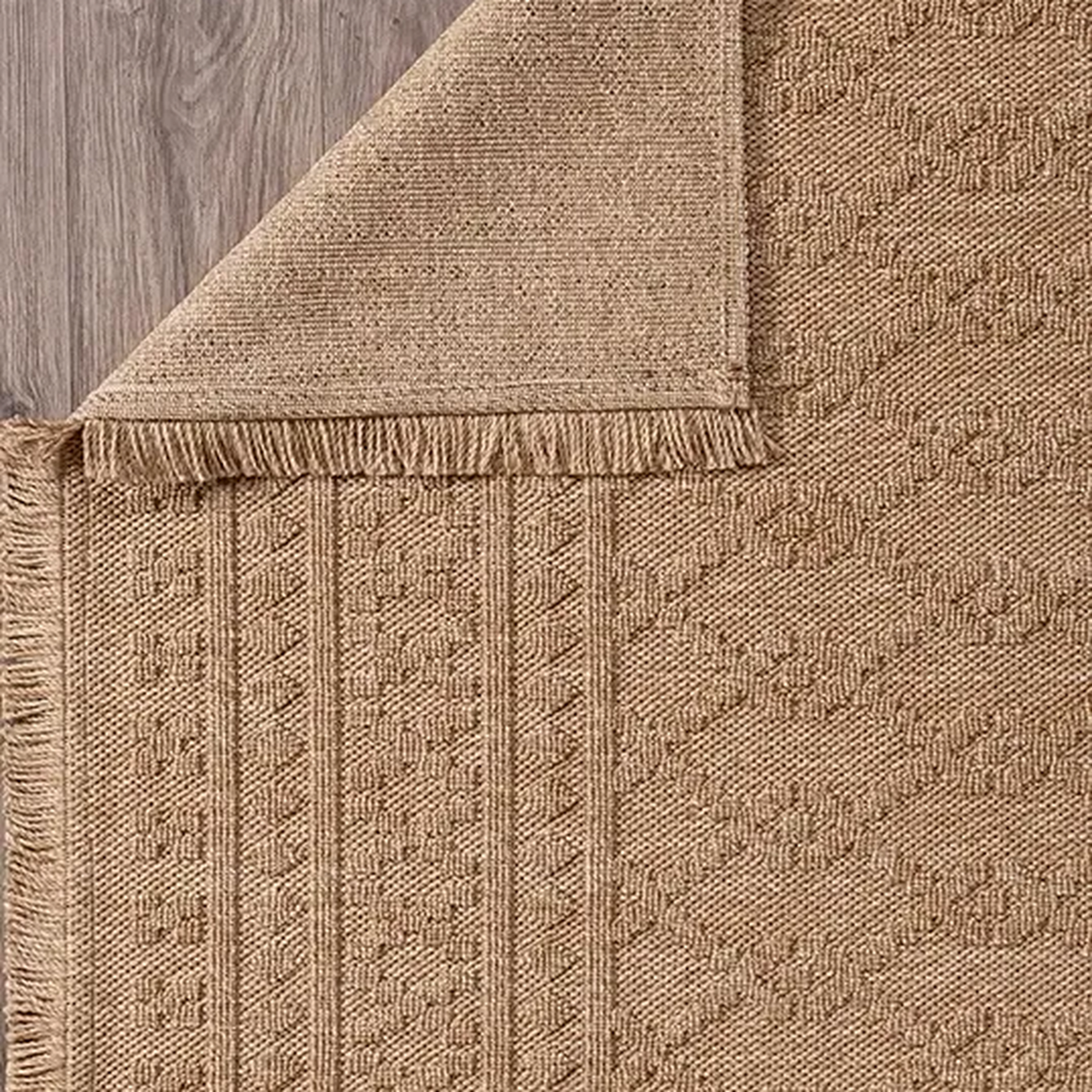 SHARED | Yarrow Tan Boho Geometric Diamond Machine Woven Living Room  photo 8