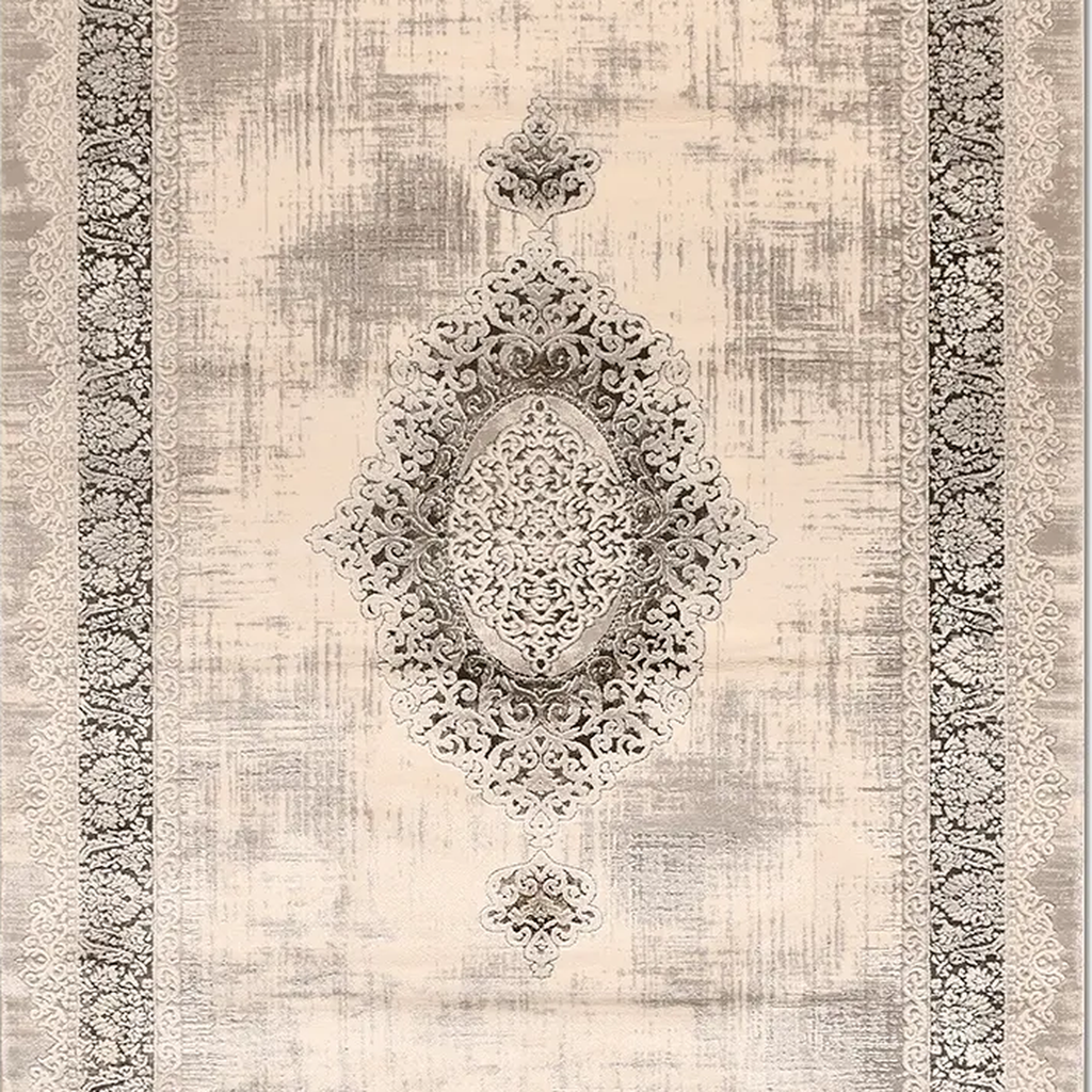 SHARED | Arbour Cream Taupe Distressed Damask Machine Woven Transitio photo 7