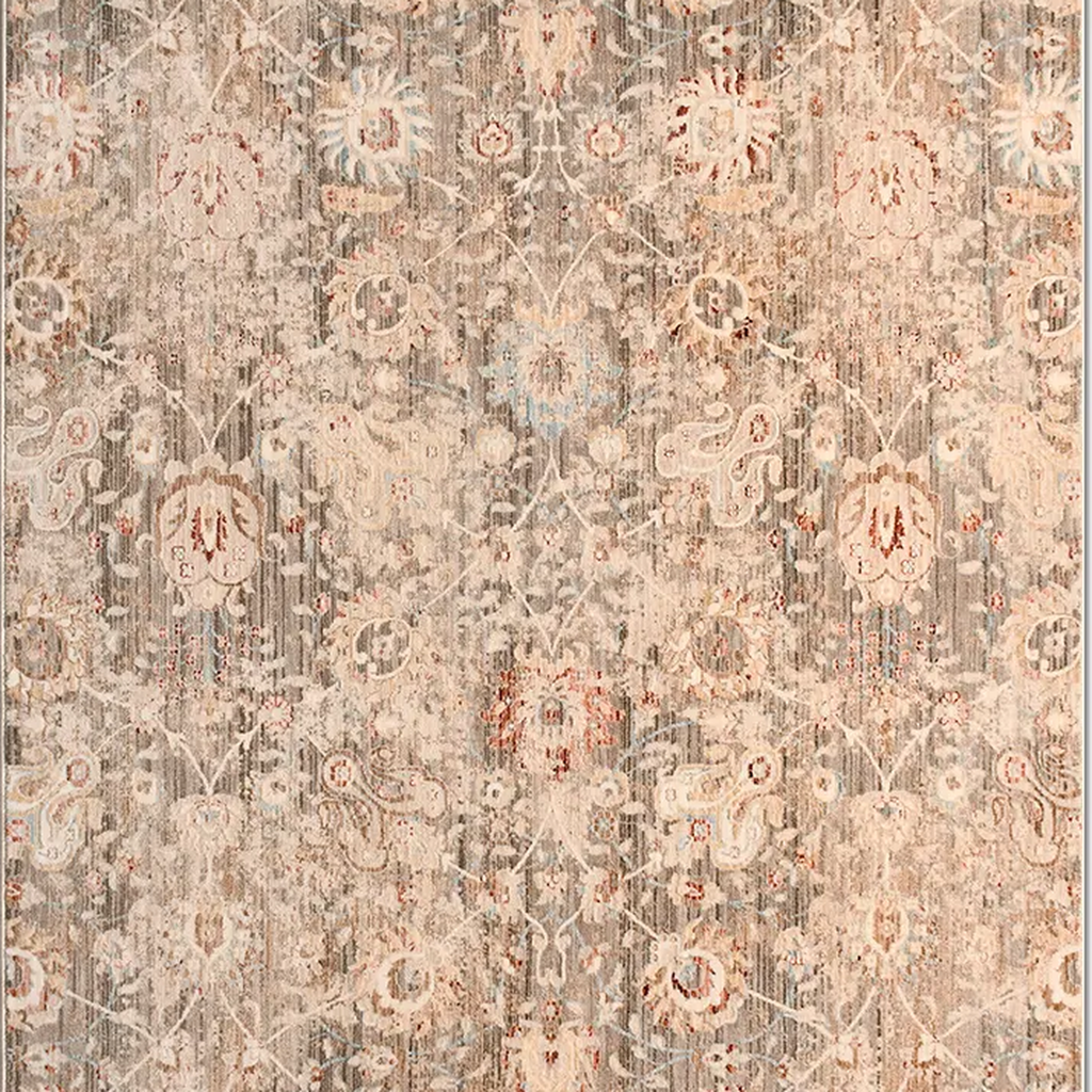 SHARED | Pergola Distressed Persian Style Floral Taupe Cream Rust Mac photo 7