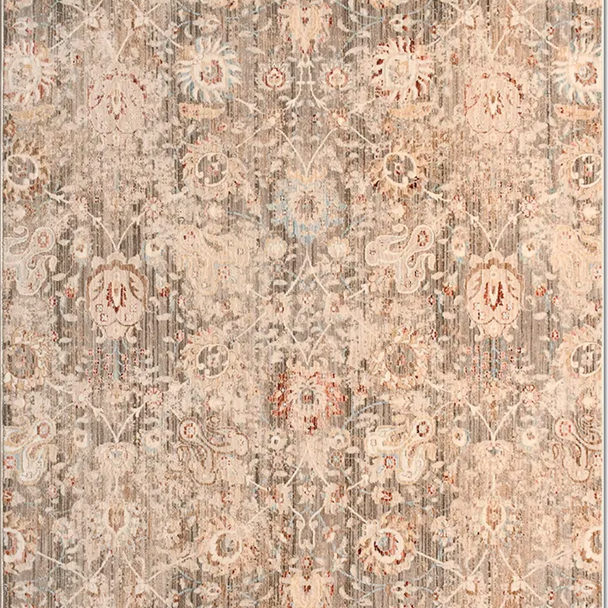 SHARED | Pergola Distressed Persian Style Floral Taupe Cream Rust Mac photo 7