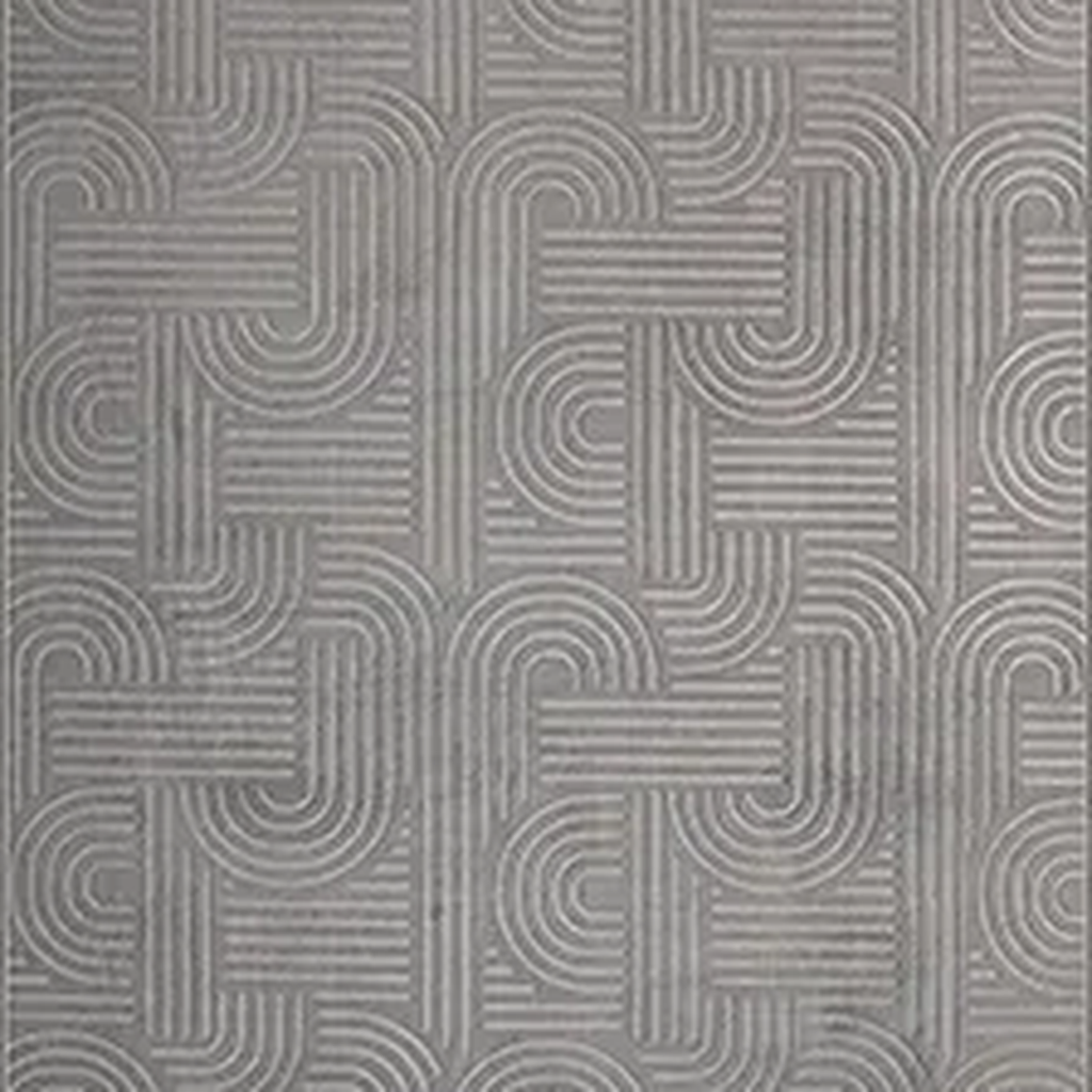 SHARED | Lucent Grey Modern Geometric Arch Machine Woven Living Room  photo 7