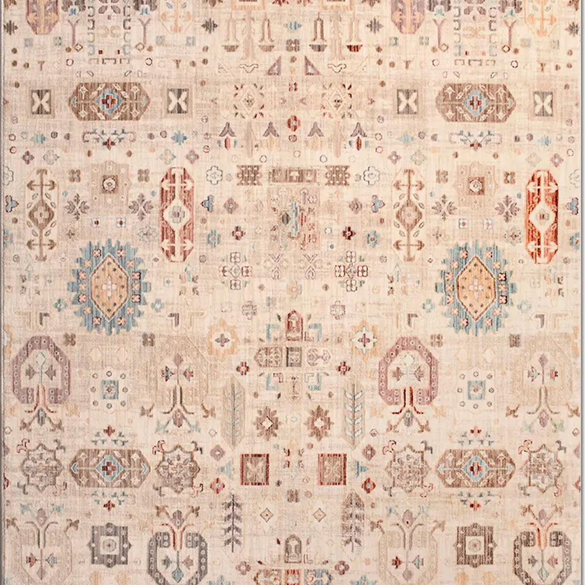 SHARED | Obelisk Cream Multicolor Distressed Persian Style Machine Wo photo 7
