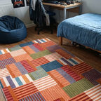 SHARED | Dell Mid-Century Modern Patchwork Orange Cream Blue Machine  photo 9
