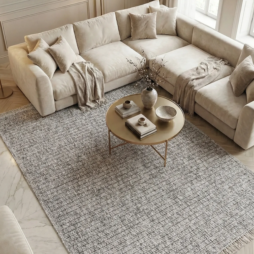 SHARED | Alum Greige Solid Scandinavian Machine Woven Taupe Ivory Liv photo 9