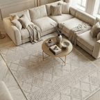 SHARED | Azurite Cream Boho Geometric Textured Machine Woven Living R photo 9