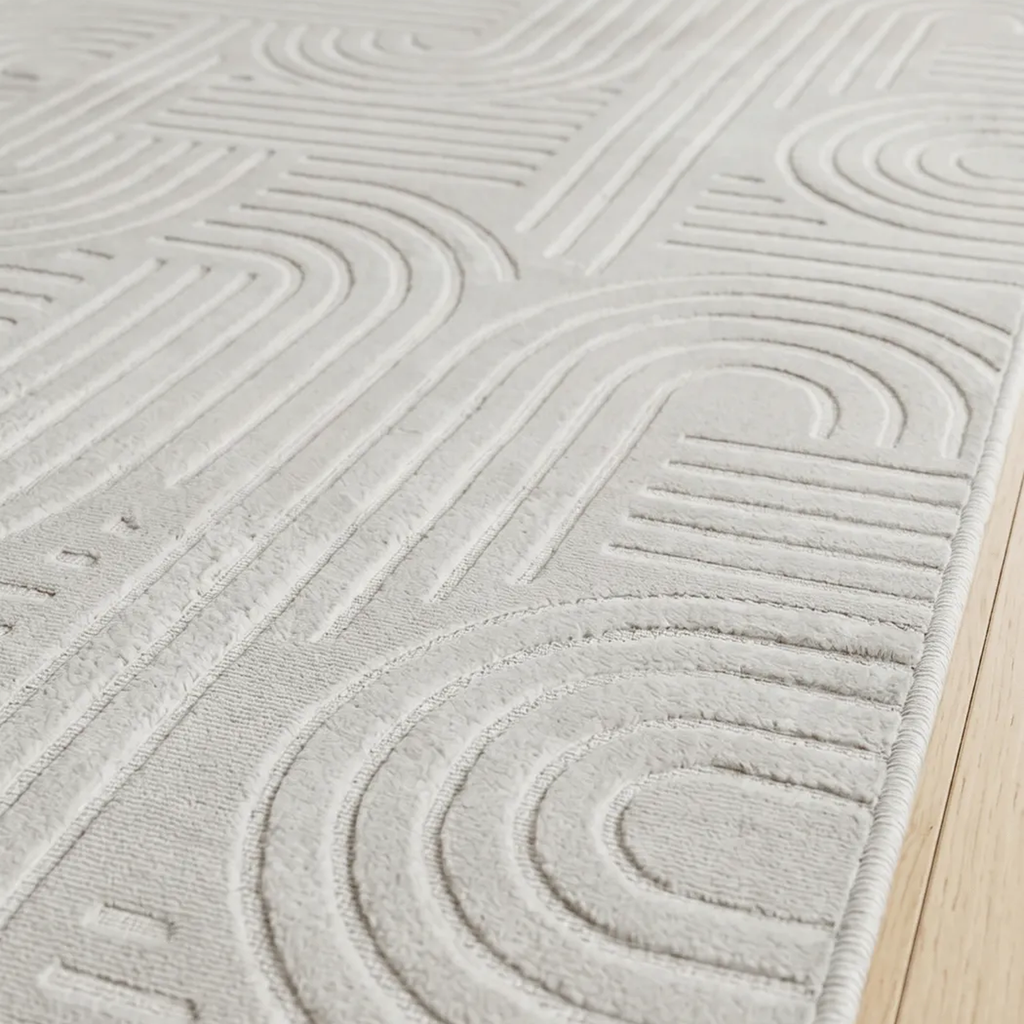 SHARED | Hoarfrost Light Grey Modern Geometric Carved High-Low Machin photo 8