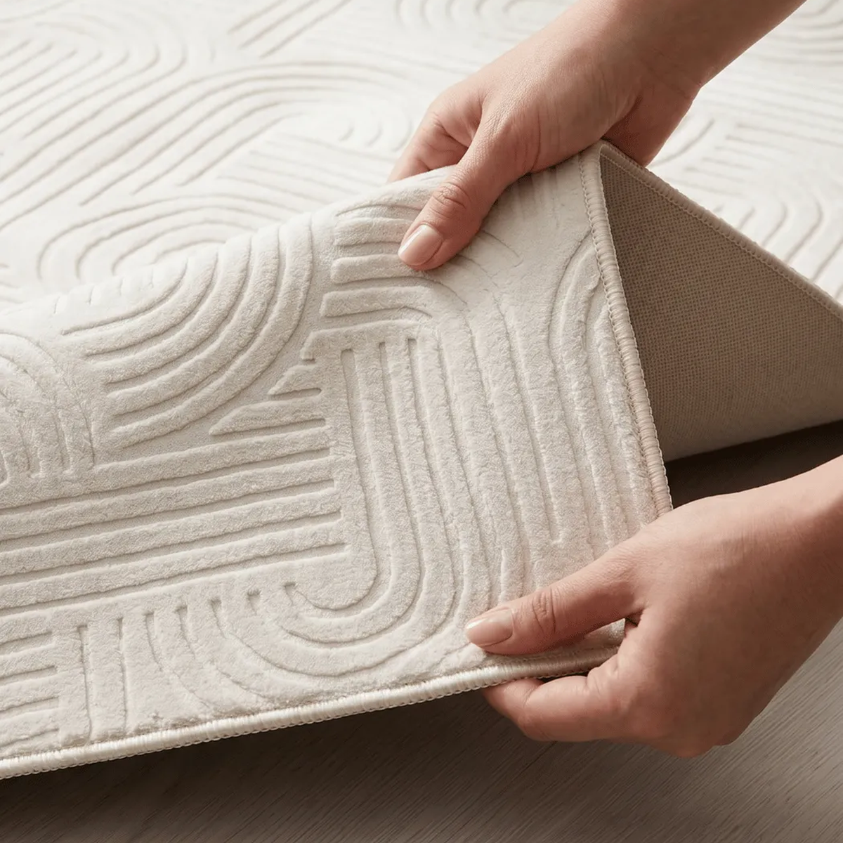 SHARED | Gloaming Cream Modern Geometric Carved Texture Machine Woven photo 8
