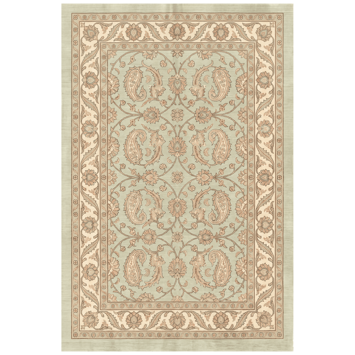 Spinney2 Traditional Floral Border Sage Ivory Rose Washable Indoor Outdoor Entryway Rug - RugzellaDigital Print RugRugzellaRugzellaBBB445-RECT-24x47-60x120cmRGZLLA137906Rectangle2' x 3'11" (60x120 cm)RECTANGLE | HERO | Spinney2 rectangle