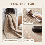 Spinney2 Traditional Floral Border Sage Ivory Rose Washable Indoor Outdoor Entryway Rug - RugzellaDigital Print RugRugzellaRugzellaBBB445-RECT-24x47-60x120cmRGZLLA137906Rectangle2' x 3'11" (60x120 cm)SHARED | Spinney2 feature clean