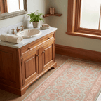 Spinney2 Traditional Floral Border Sage Ivory Rose Washable Indoor Outdoor Entryway Rug - RugzellaDigital Print RugRugzellaRugzellaBBB445-RECT-24x47-60x120cmRGZLLA137906Rectangle2' x 3'11" (60x120 cm)RUNNER | Spinney2 runner bathroom