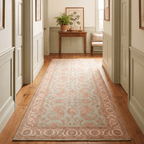 Spinney2 Traditional Floral Border Sage Ivory Rose Washable Indoor Outdoor Entryway Rug - RugzellaDigital Print RugRugzellaRugzellaBBB445-RECT-24x47-60x120cmRGZLLA137906Rectangle2' x 3'11" (60x120 cm)RUNNER | Spinney2 runner hallway